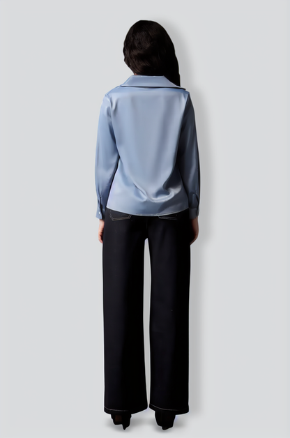 Parry V-Neck Long Sleeves Satin Top