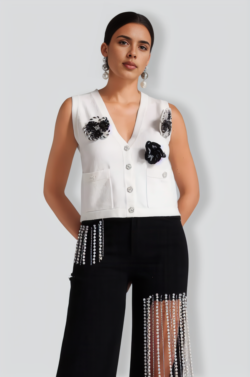 Pinar Flowers Knitted Vest
