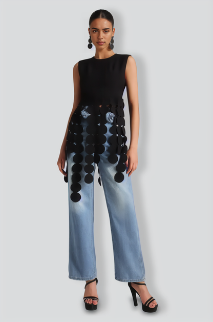 Sabina Round Leaves Top