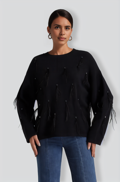 Stacy Sequins Feather Sweater