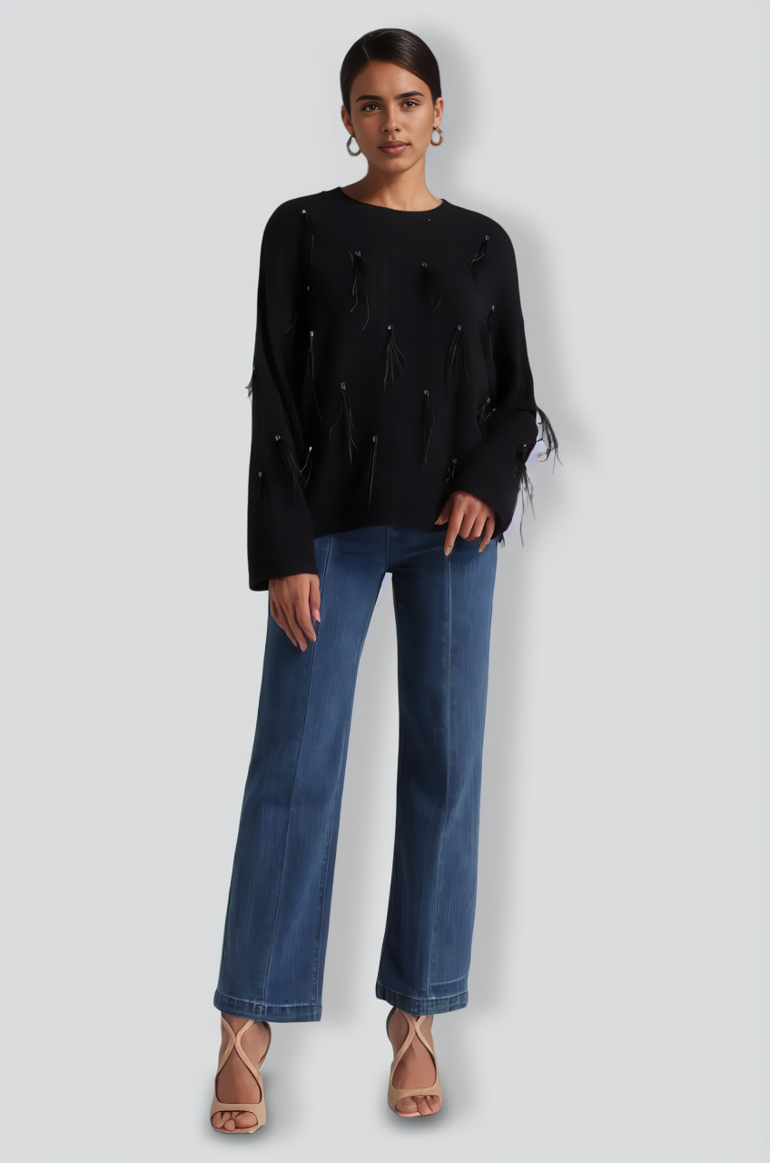 Stacy Sequins Feather Sweater