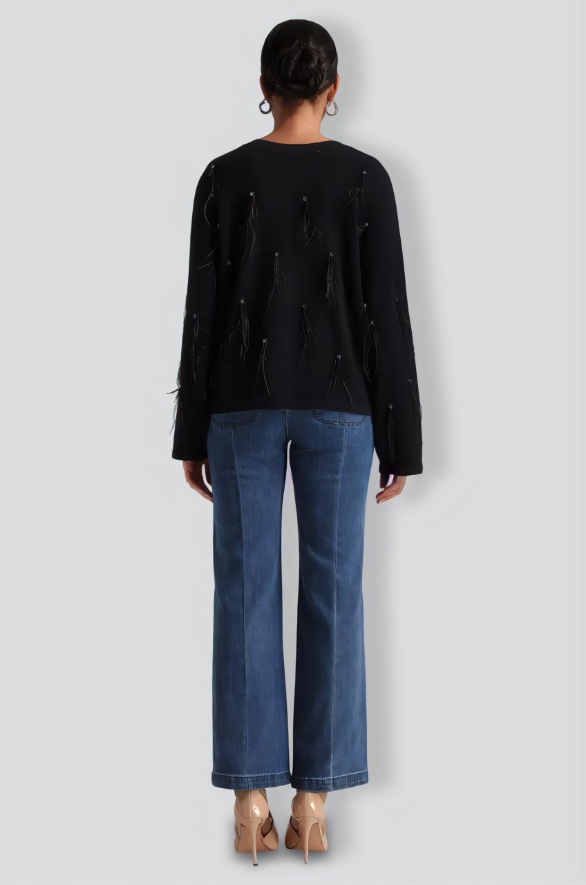 Stacy Sequins Feather Sweater