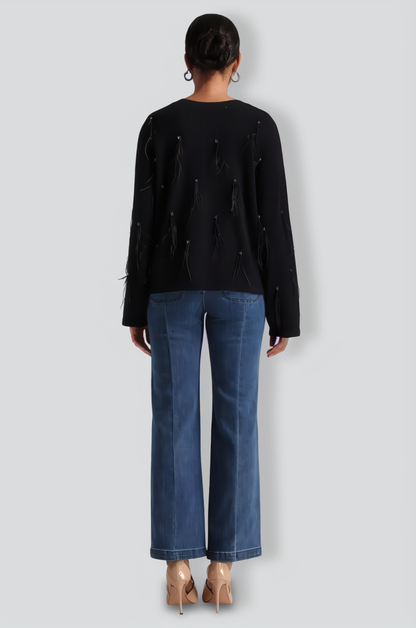 Stacy Sequins Feather Sweater