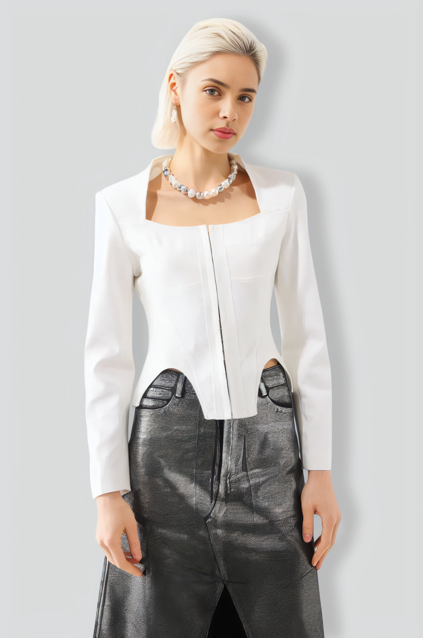 Tazeda Square-Cut Collar Top