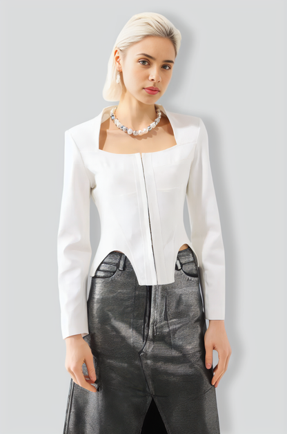 Tazeda Square-Cut Collar Top