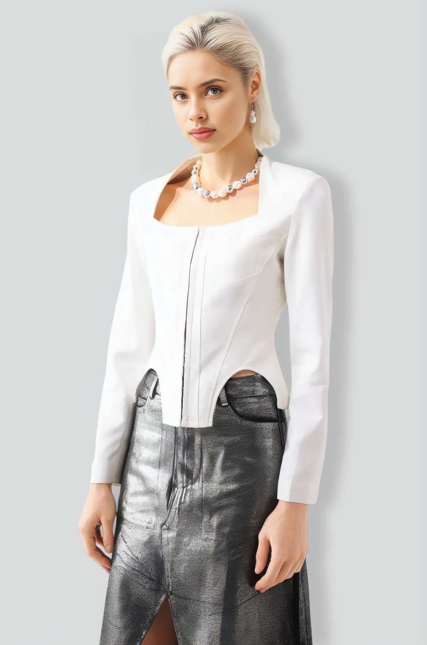 Tazeda Square-Cut Collar Top