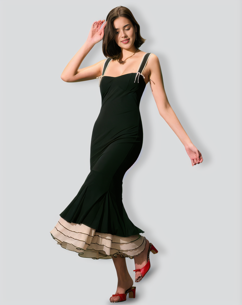 The Black Sweetheart Neck Bodycon Slip Maxi Dress