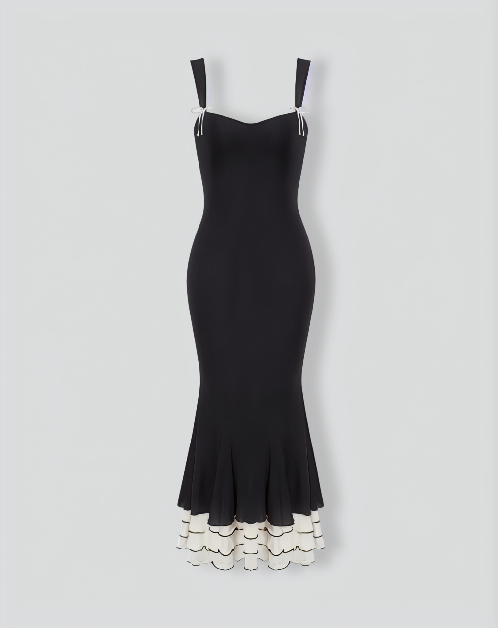 The Black Sweetheart Neck Bodycon Slip Maxi Dress