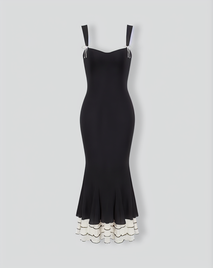The Black Sweetheart Neck Bodycon Slip Maxi Dress