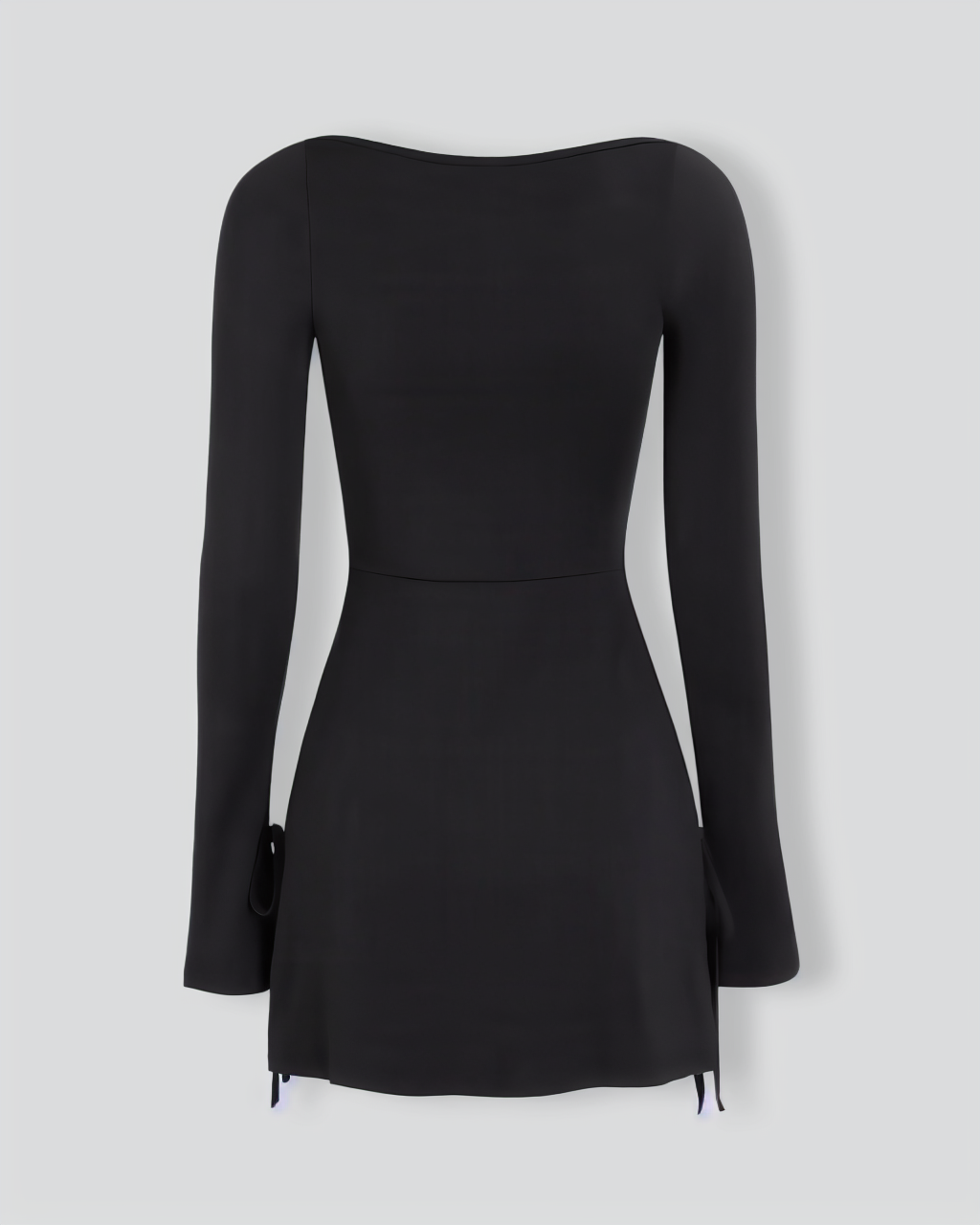 Women's Black Square Neck Long Sleeve Mini Dress