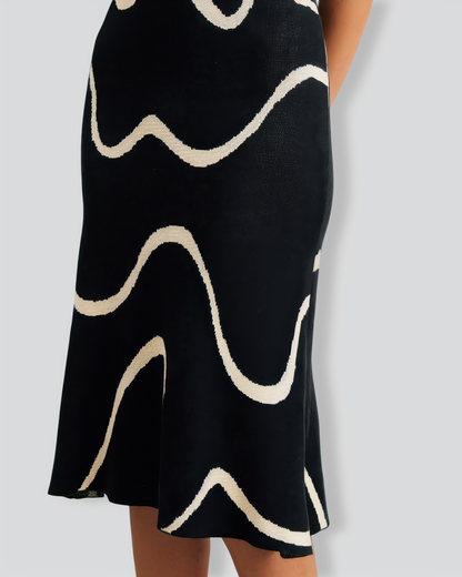 The Black Wave Mermaid Hem Knit Midi Dress