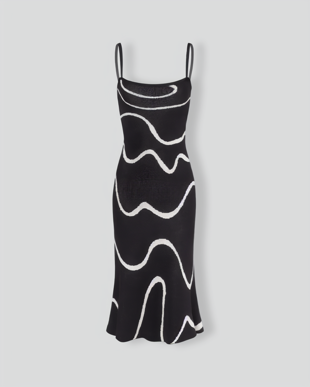The Black Wave Mermaid Hem Knit Midi Dress