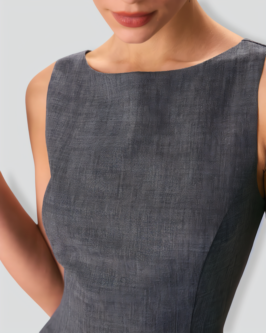 The Grey Boat Neck Sleeveless Mini Dress