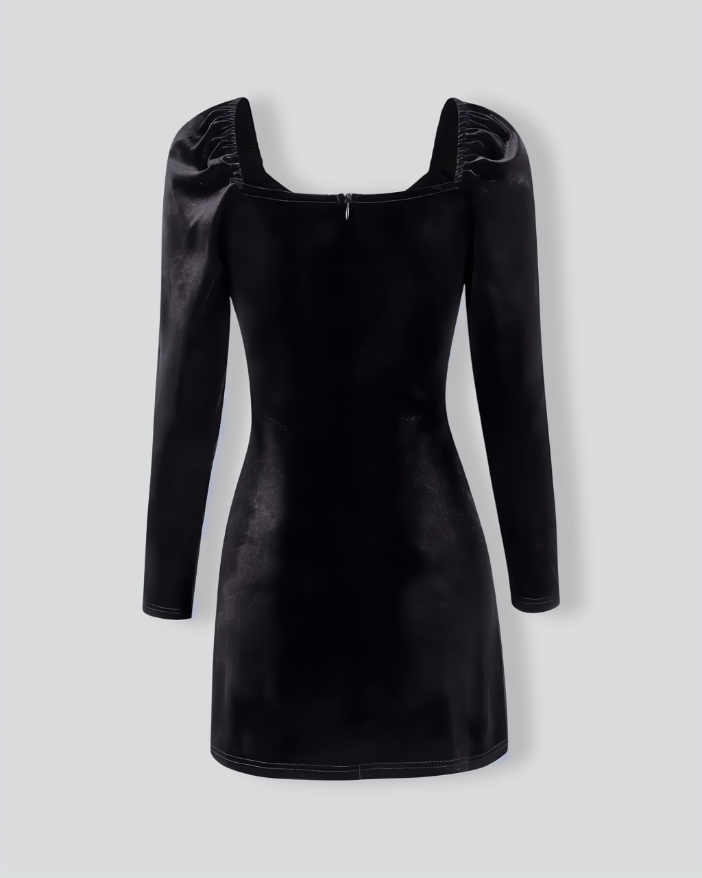Women's Black Puffed Sleeve Velvet Mini Dress
