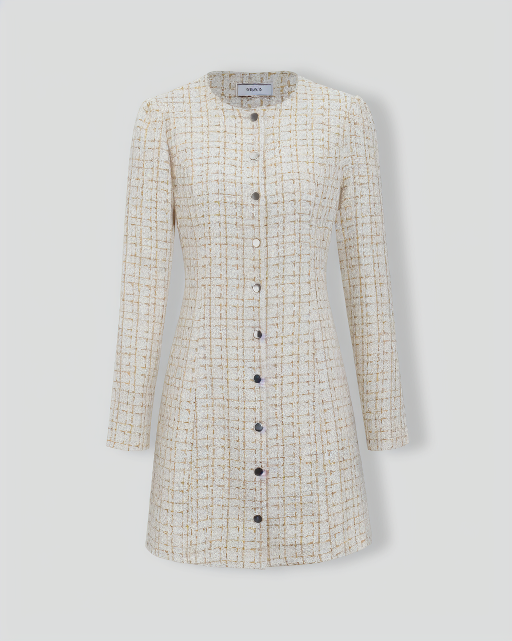 White Square Neck Tweed Mini Dress