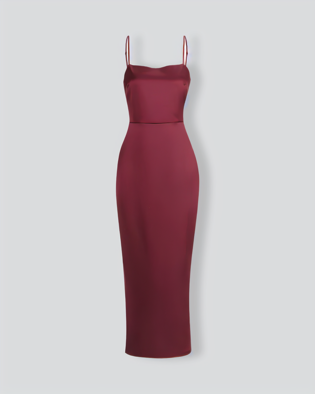 The Red Back Slit Satin Sling Maxi Dress