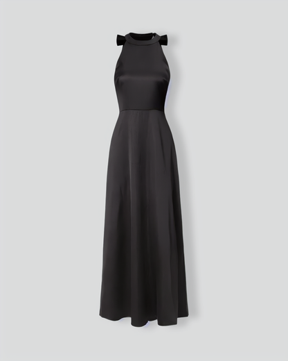 The Black Halter Bowknot Cutout Maxi Dress