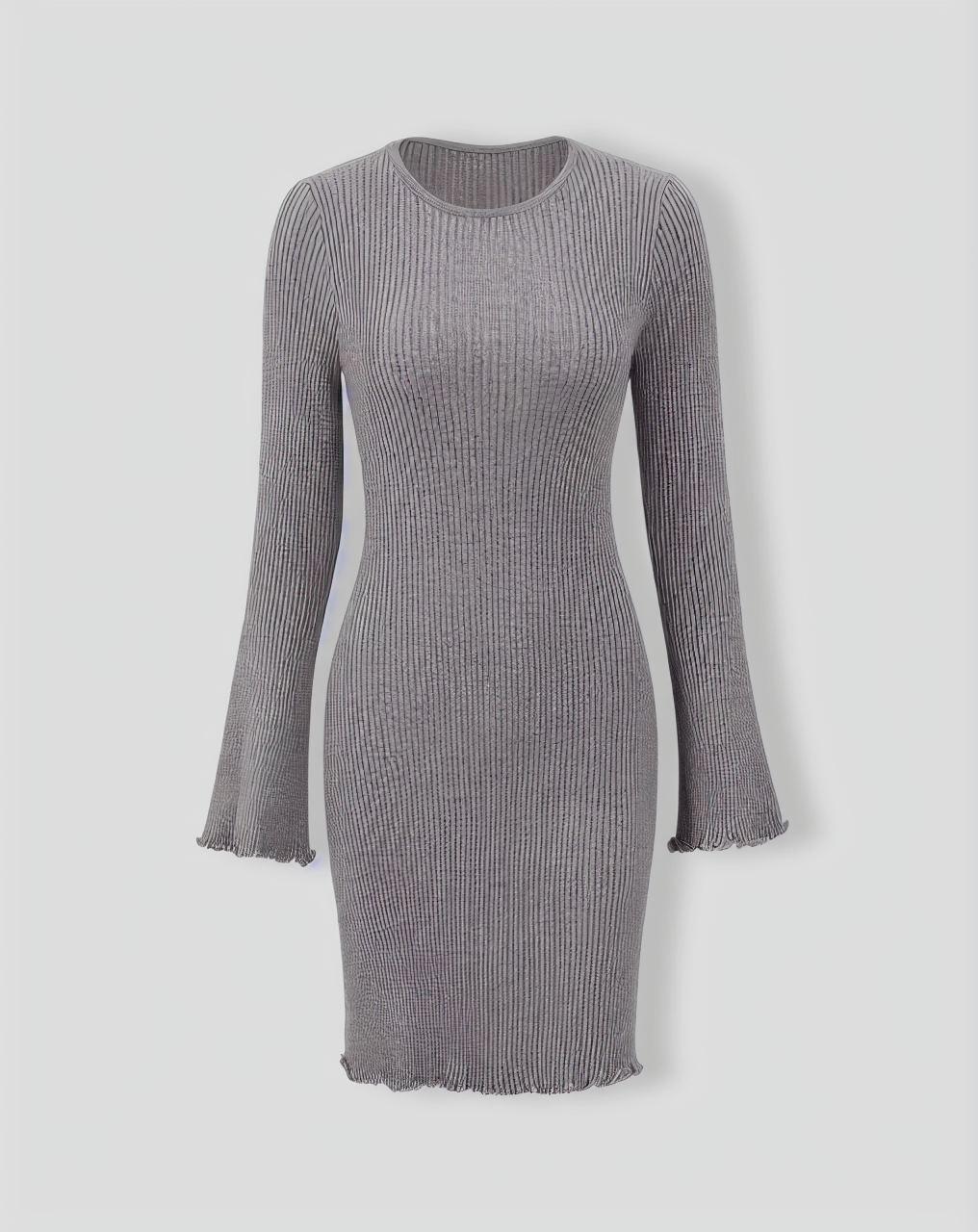 Grey Boat Neck Sweater Mini Dress