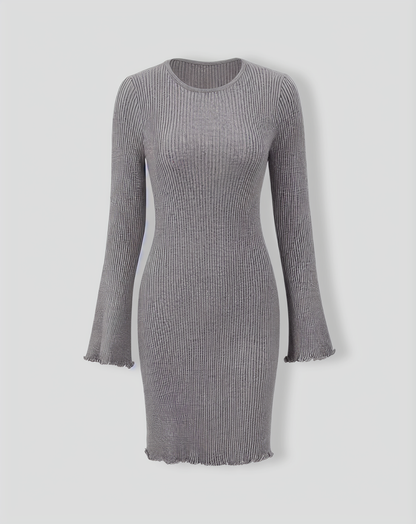 Grey Boat Neck Sweater Mini Dress