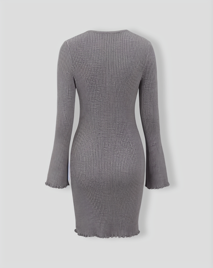 Grey Boat Neck Sweater Mini Dress
