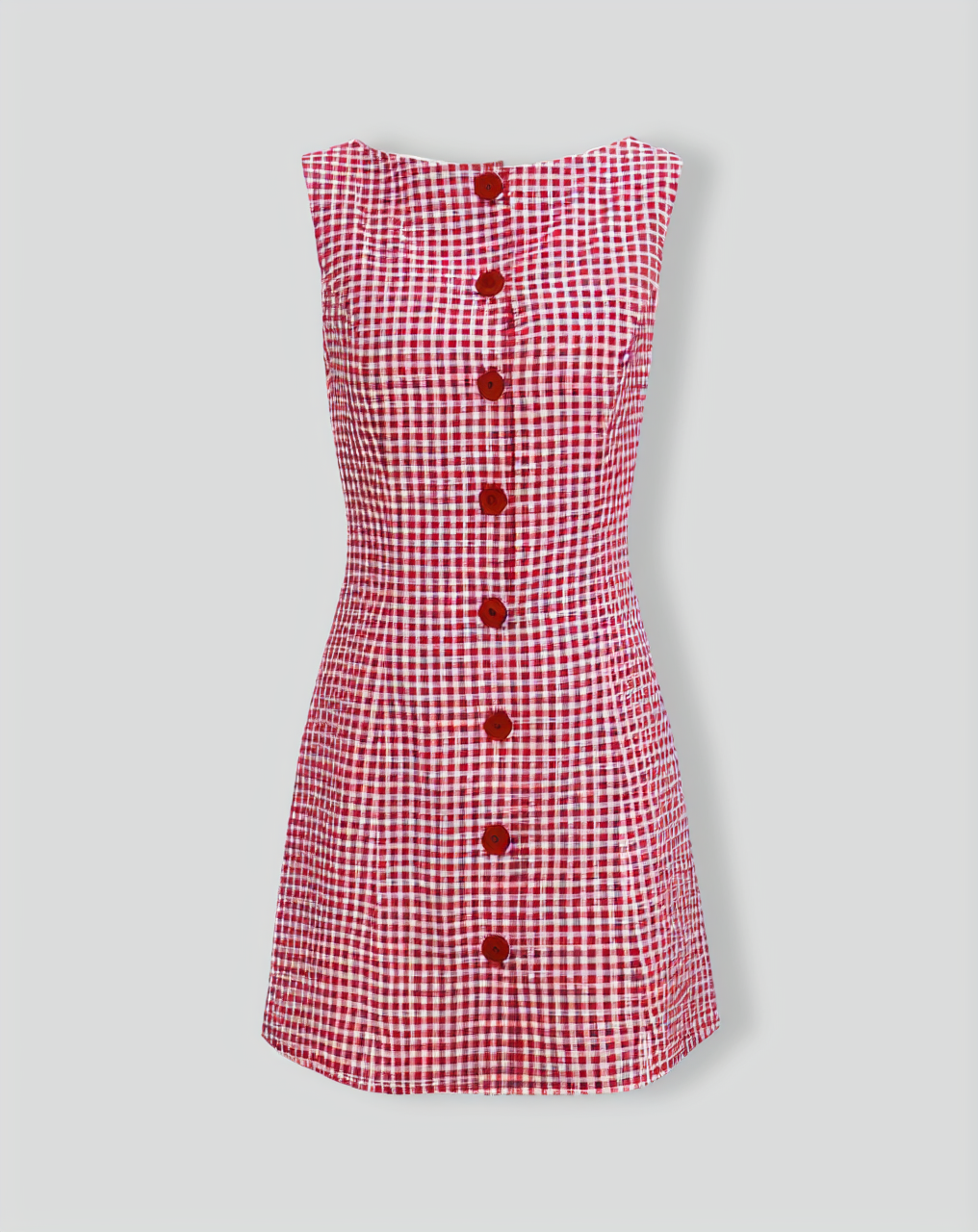 The Red Boat Neck Plaid Mini Dress