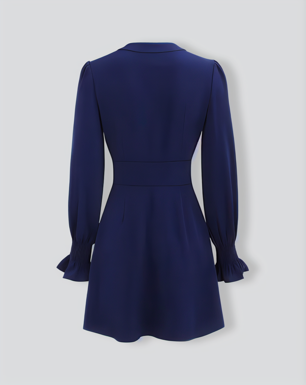 Women's Navy Ruffle Long Sleeve Mini Dress