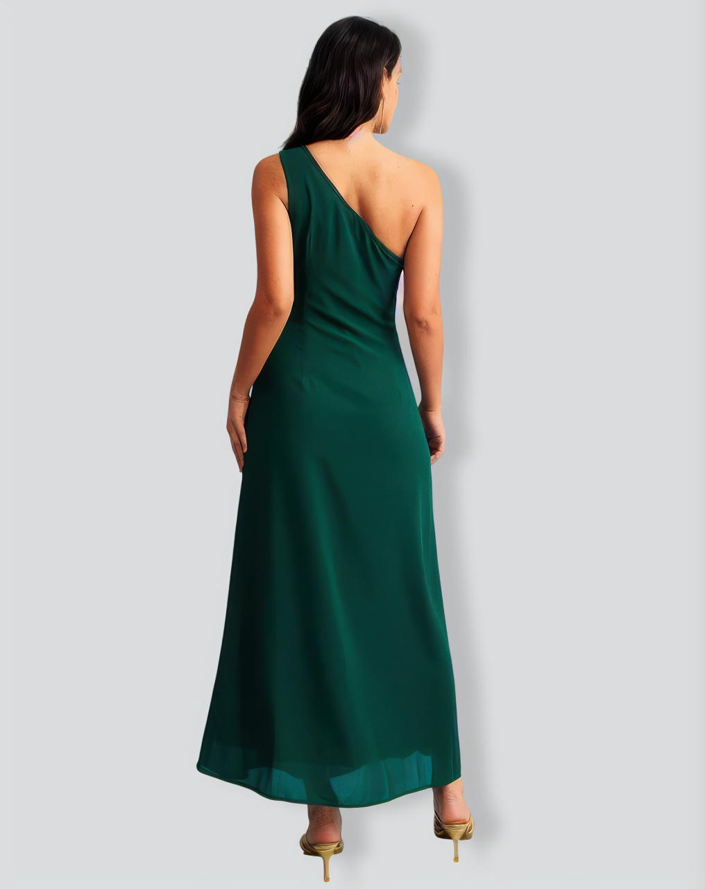 The Green One Shoulder Sleeveless Maxi Dress
