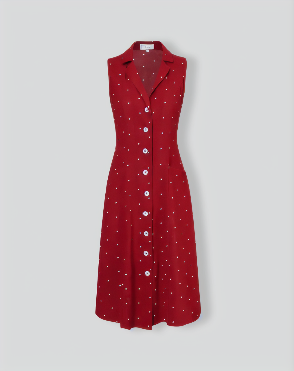 The Red V Neck Polka Dot Tie Back Midi Dress