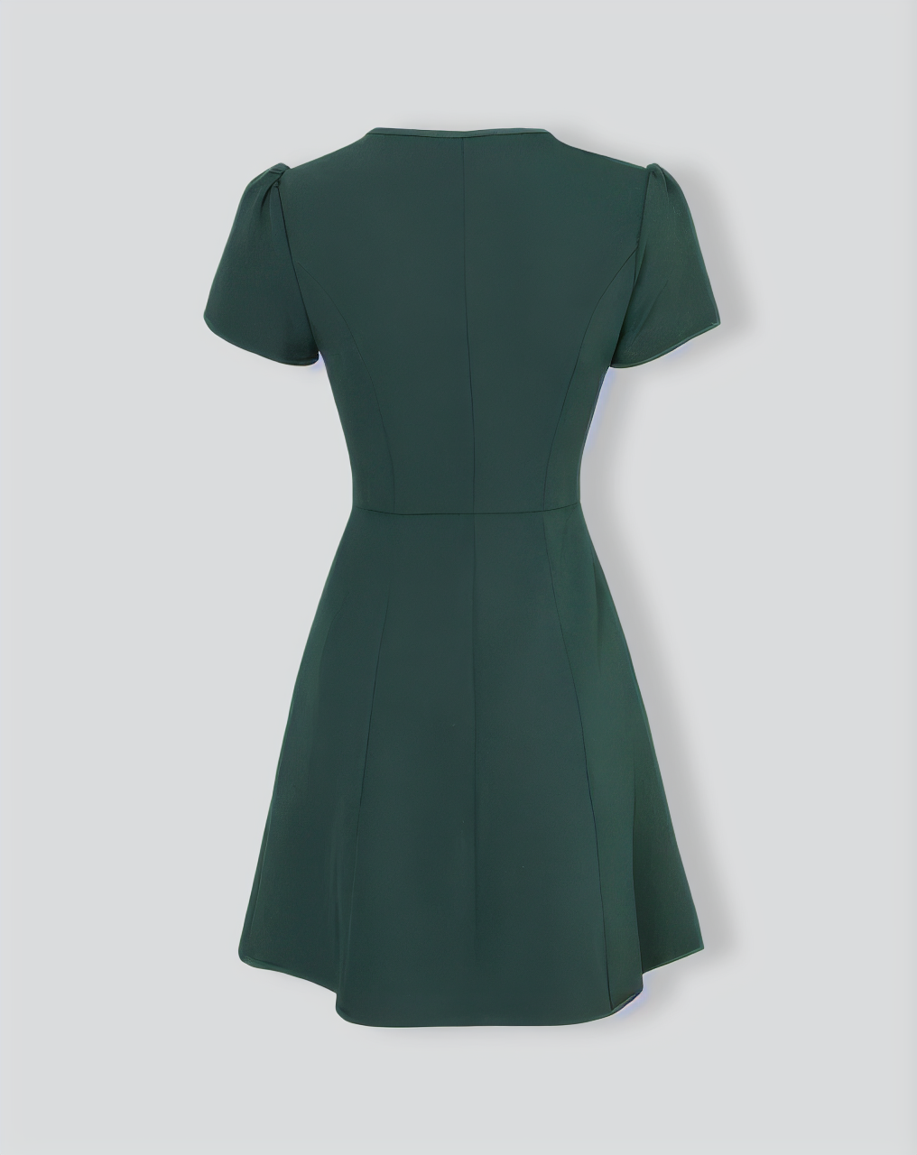 Dark Green V-Neck Button-up Shirt Mini Dress