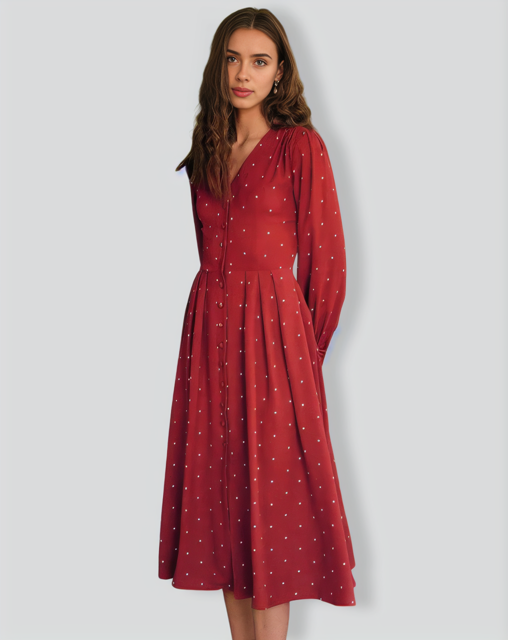 The Polka Dot Pleated Midi Dress