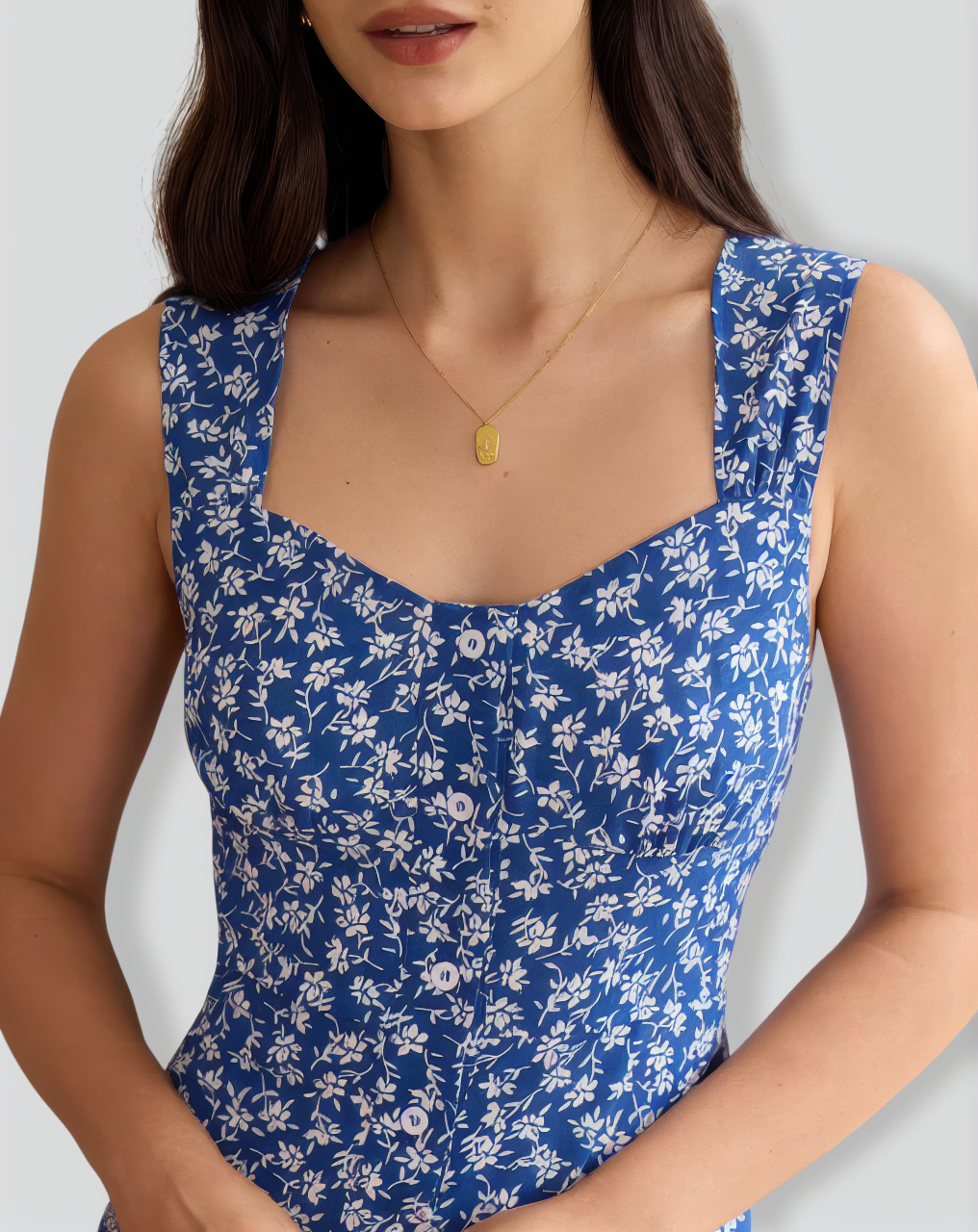 The Single-breasted Floral Midi Dress