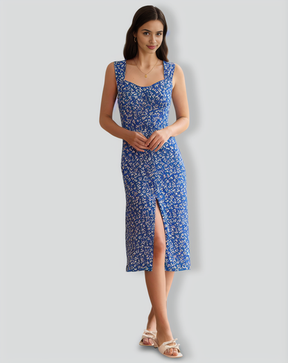 The Single-breasted Floral Midi Dress