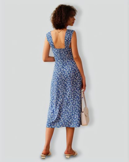 The Single-breasted Floral Midi Dress