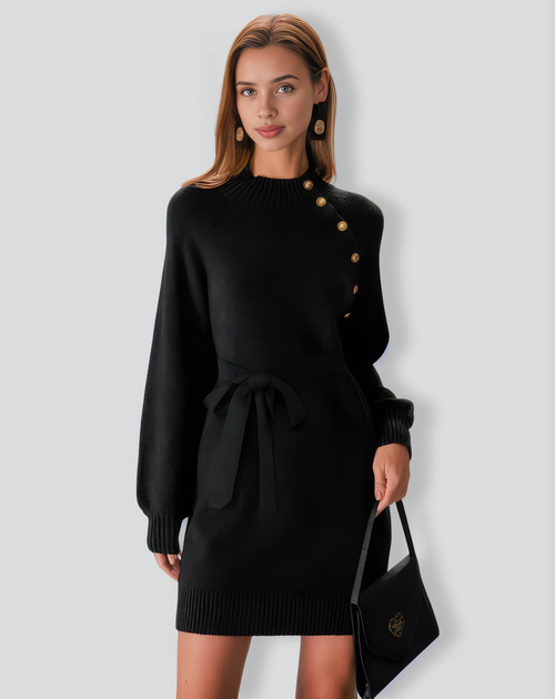The Black Lantern Sleeve Sweater Mini Dress