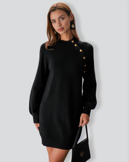 The Black Lantern Sleeve Sweater Mini Dress