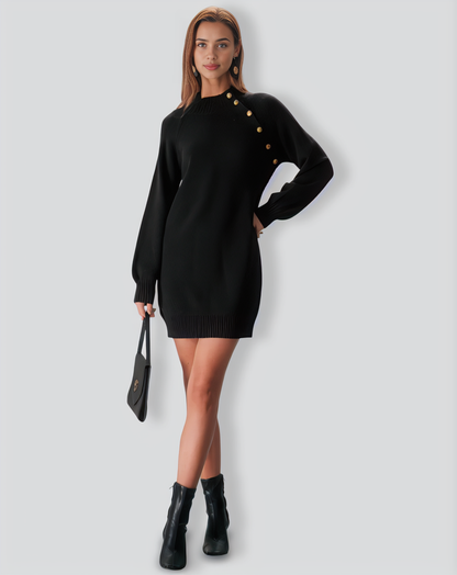 The Black Lantern Sleeve Sweater Mini Dress