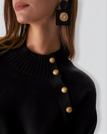 The Black Lantern Sleeve Sweater Mini Dress