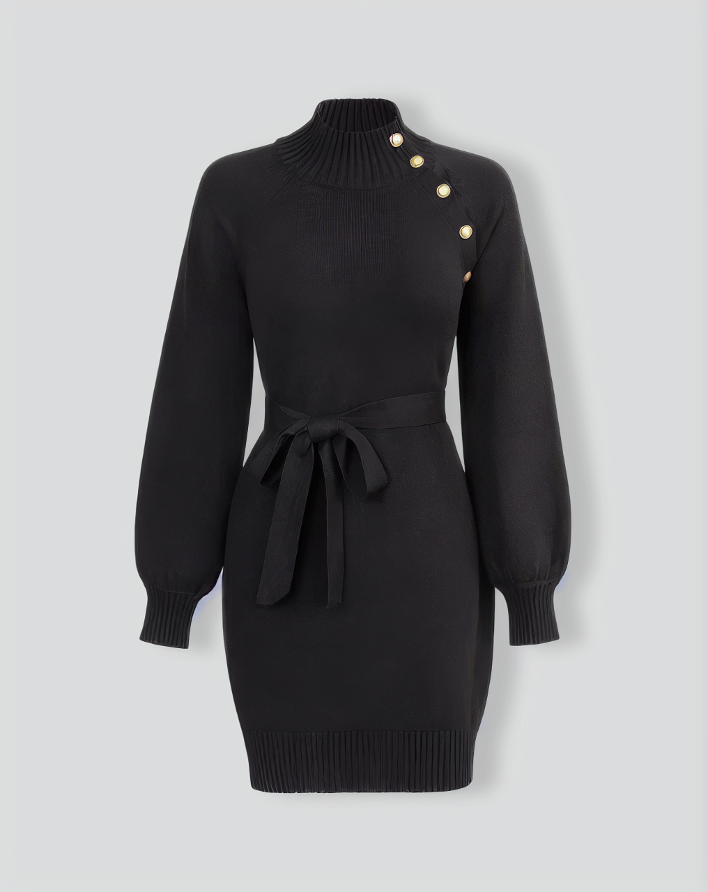 The Black Lantern Sleeve Sweater Mini Dress