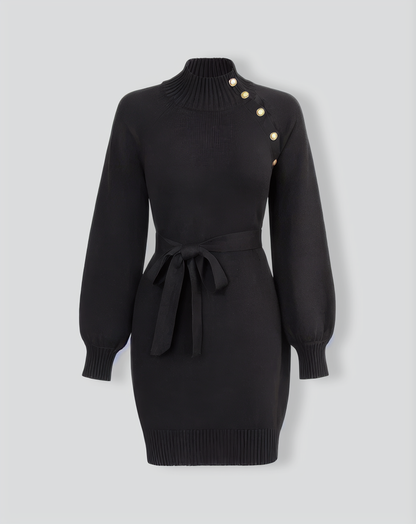 The Black Lantern Sleeve Sweater Mini Dress