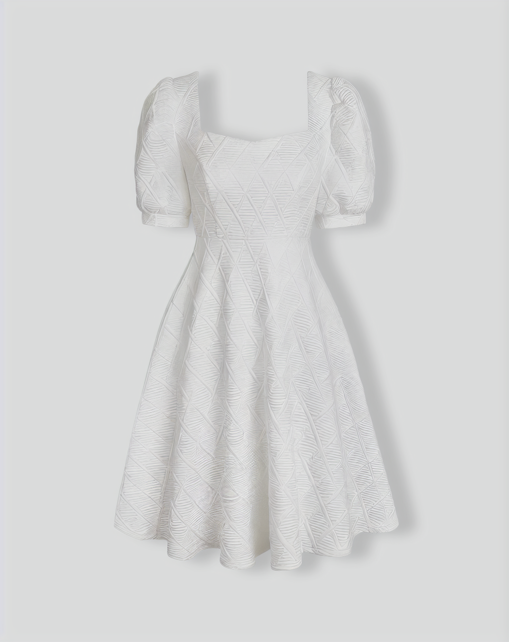 The Solid Textured Puff Sleeve Mini Dress