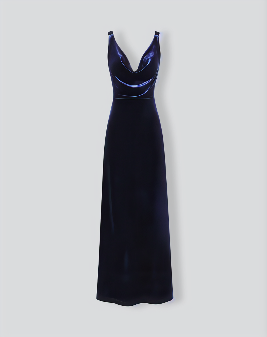 Navy Cowl Neck Velvet Maxi Dress