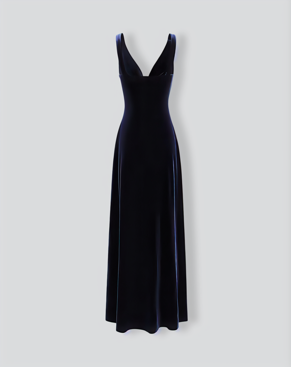Navy Cowl Neck Velvet Maxi Dress