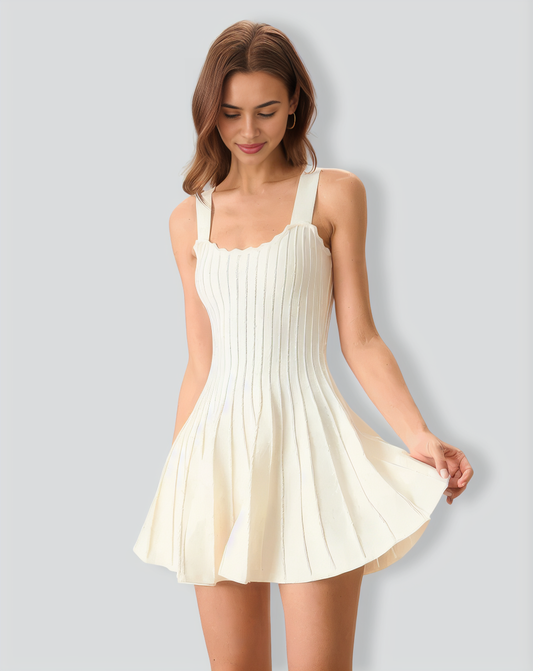 Women's Beige Knitted Sweater Dress