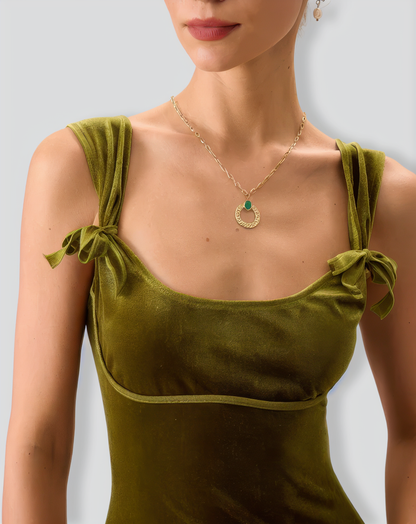 Green Velvet Bodycon Midi Dress