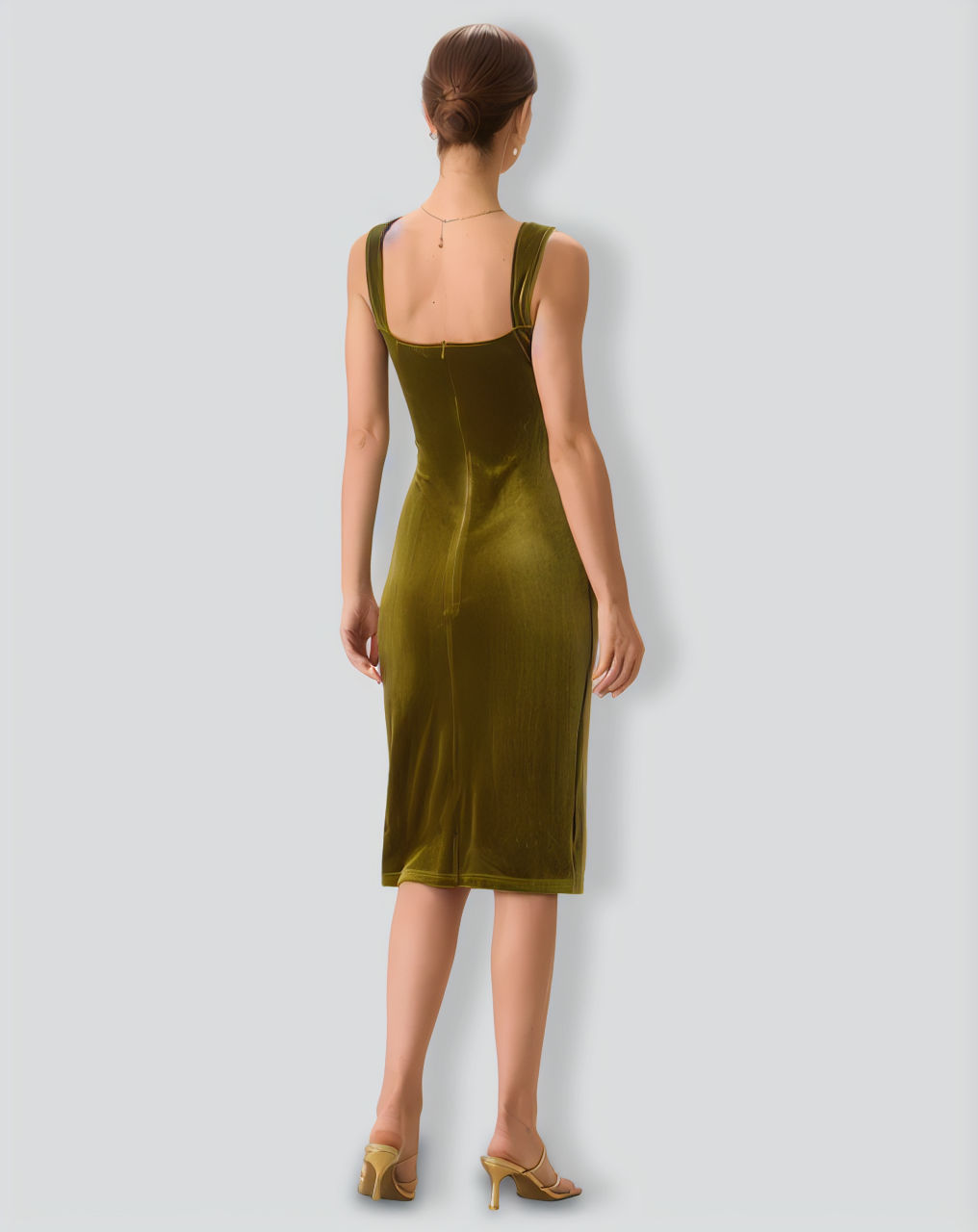 Green Velvet Bodycon Midi Dress
