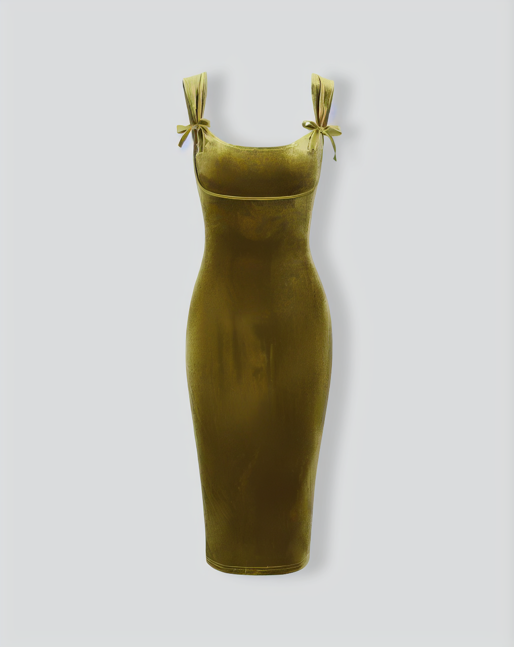 Green Velvet Bodycon Midi Dress