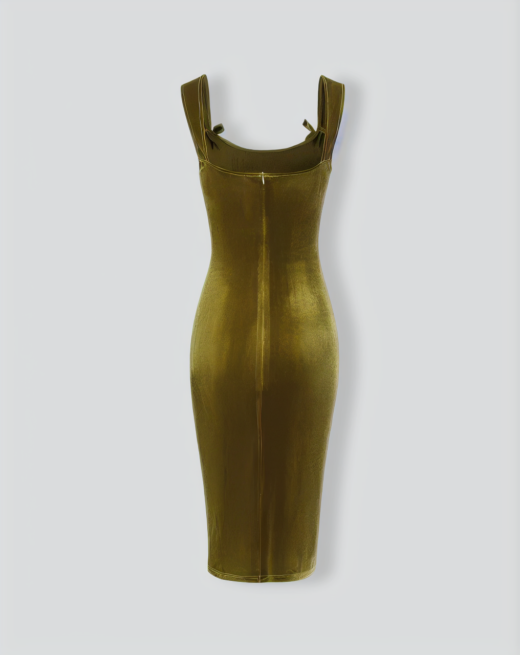 Green Velvet Bodycon Midi Dress