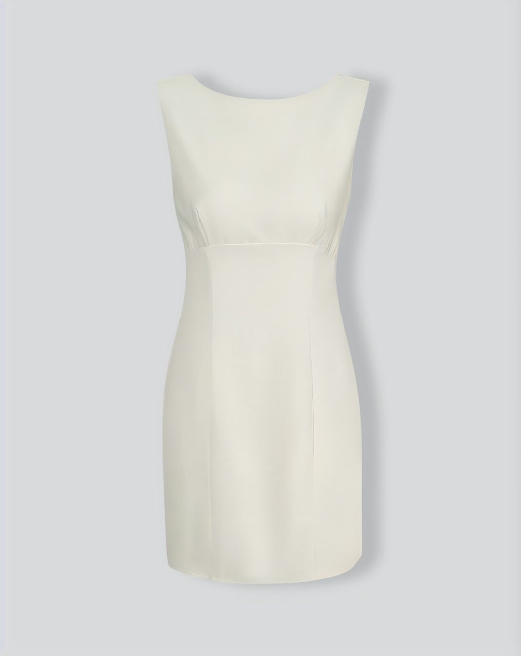 The Beige Boat Neck Back Bowknot Mini Dress