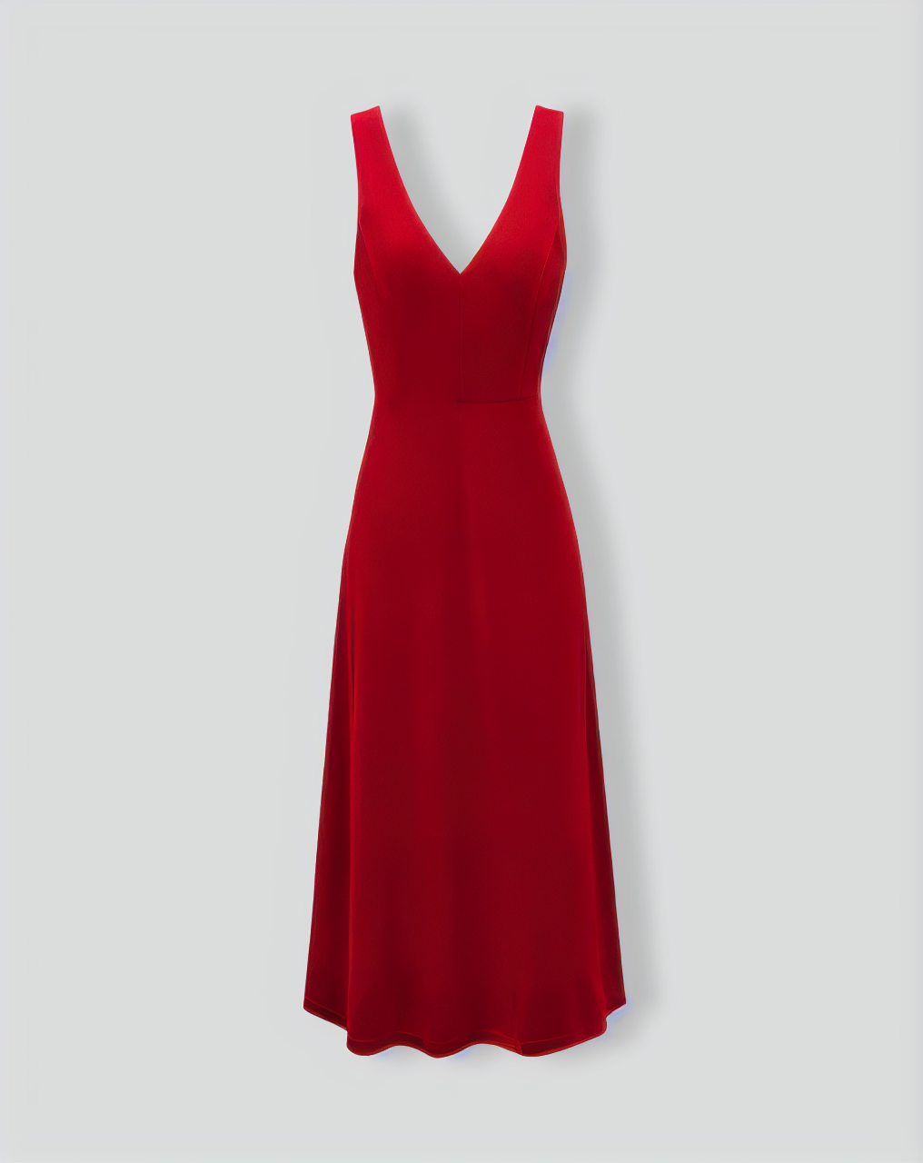 Red Velvet V Neck Backless Midi Dress