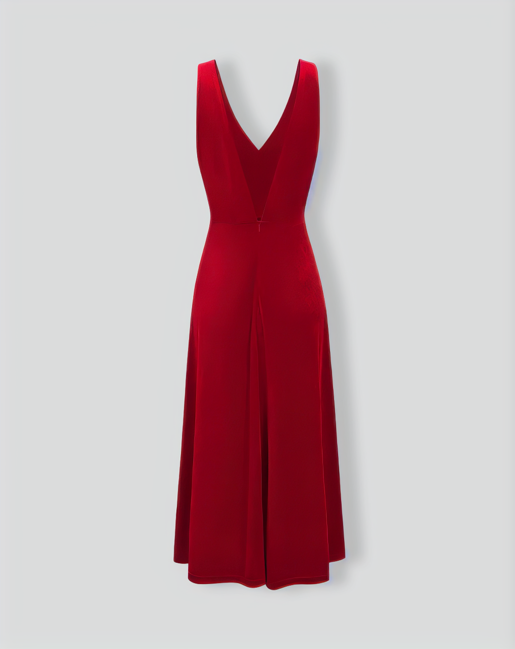 Red Velvet V Neck Backless Midi Dress